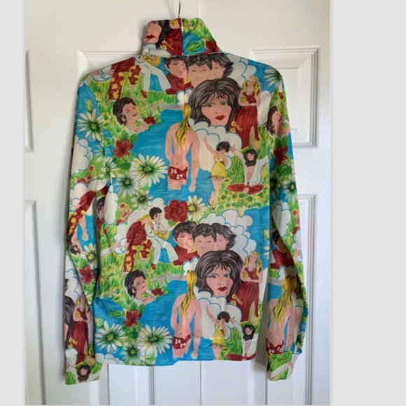 PRADA MENS FLASH BACK PRINT TURTLENECK TOP SHIRT Blouse SMALL - Picture 8 of 14